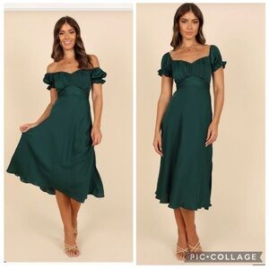 Petal and Pup Mickenna Sweetheart Frill Midi Dress in Emerald